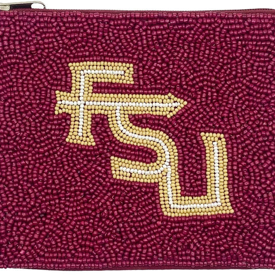 BURGUNDY FSU BEADED POUCH