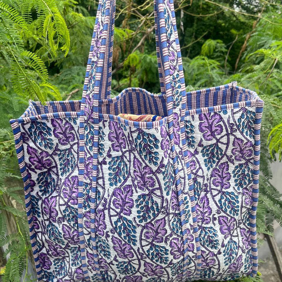 New Quilted Cotton Handprinted Reversible Floral Printed Bag