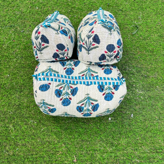 Floral Printed Cosmetic Bag Women Bag Indian Quilted Cotton