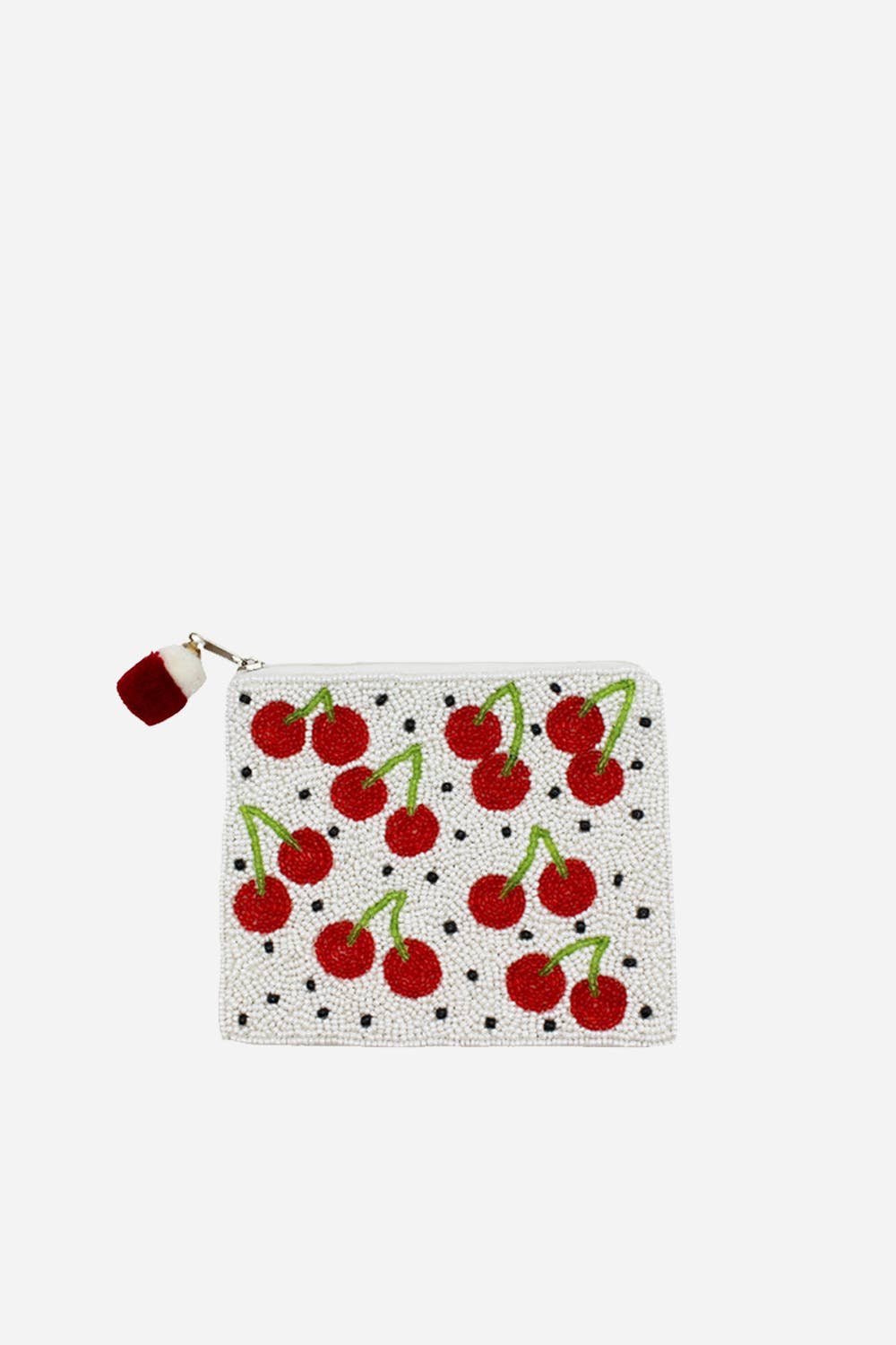 Cherries With Dots Beaded Coin Pouch