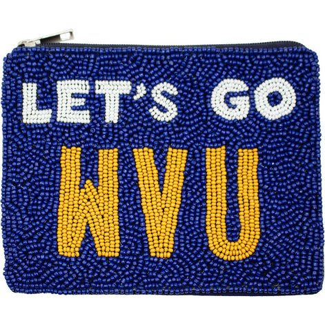 WEST VIRGINIA UNIVERSITY LET'S GO BEADED POUCH