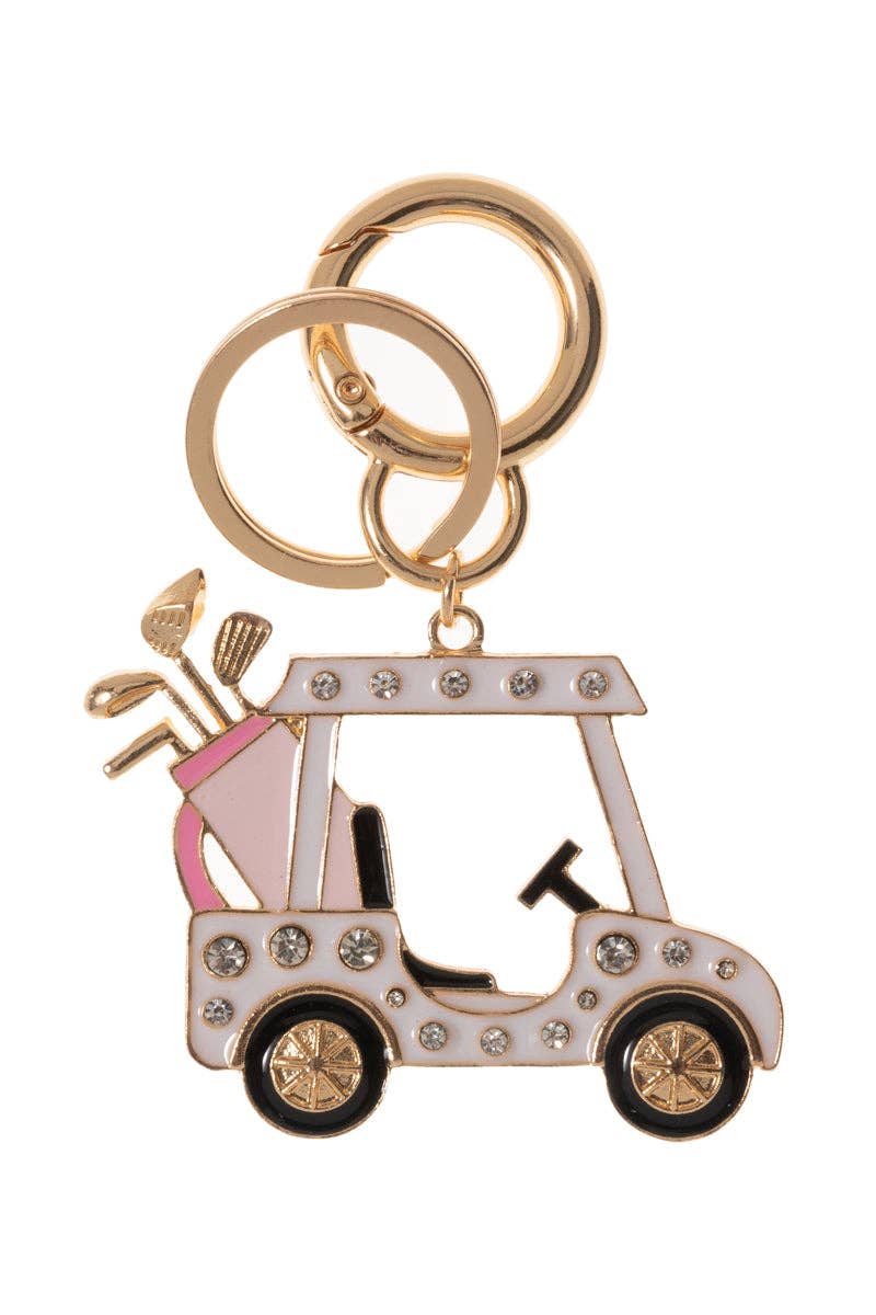 Golf Cart Rhinestone Keychain