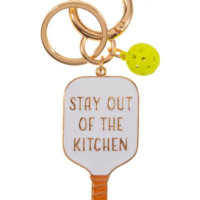Stay Out of the Kitchen Pickleball Keychain - White