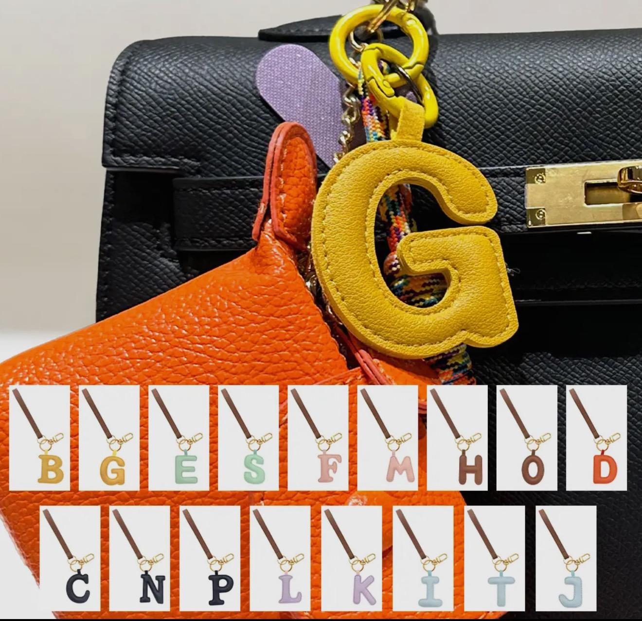 Alphabet Faux Leather Key Chain Bag Charm