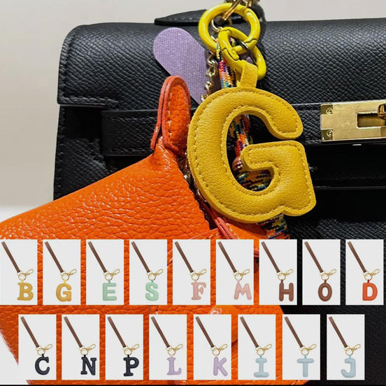 Alphabet Faux Leather Key Chain Bag Charm