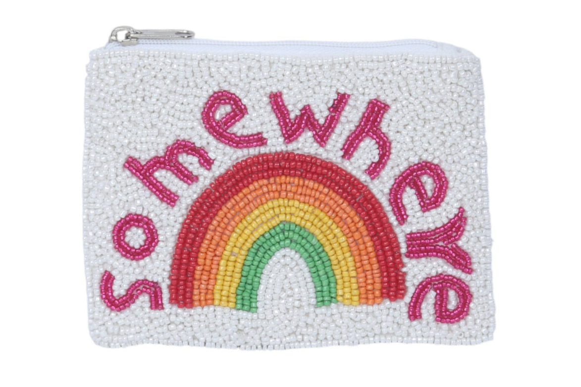 Rainbow SOMEWHERE Beaded Coin Purse