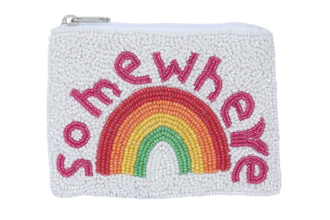 Rainbow SOMEWHERE Beaded Coin Purse