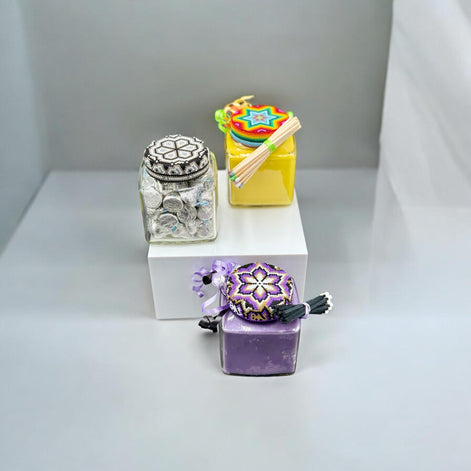 Handmade Beaded Glass Jars/Candles