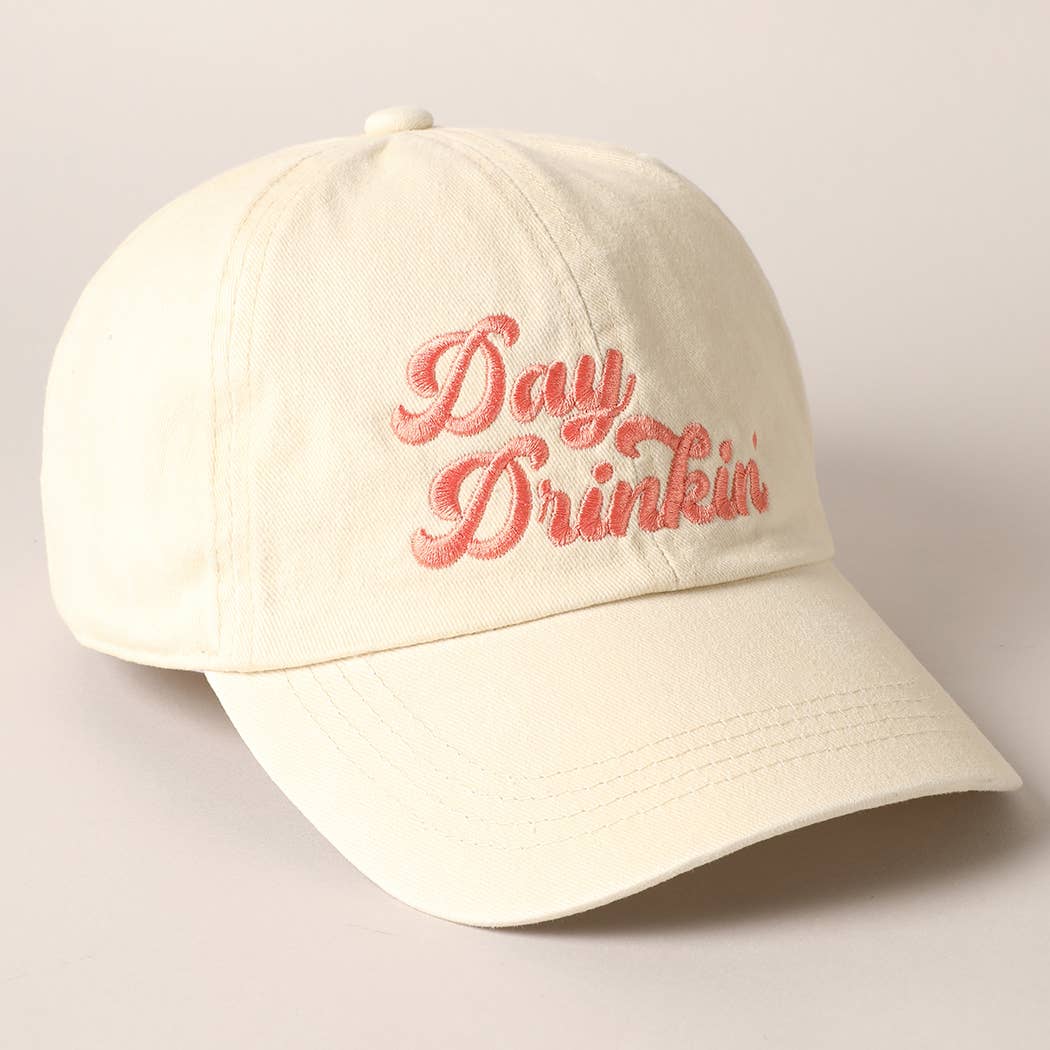 Day Drinkin' Text Embroidered Baseball Cap