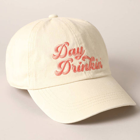 Day Drinkin' Text Embroidered Baseball Cap