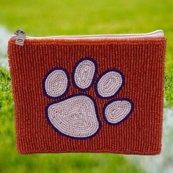Clemson Tigers Paw Beaded Coin Purse