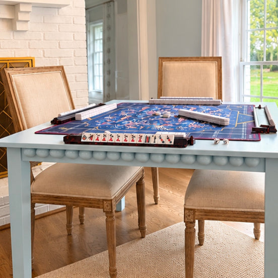 Hydrangea Blue Mahjong Table - 42” Square Extra-Wide Table