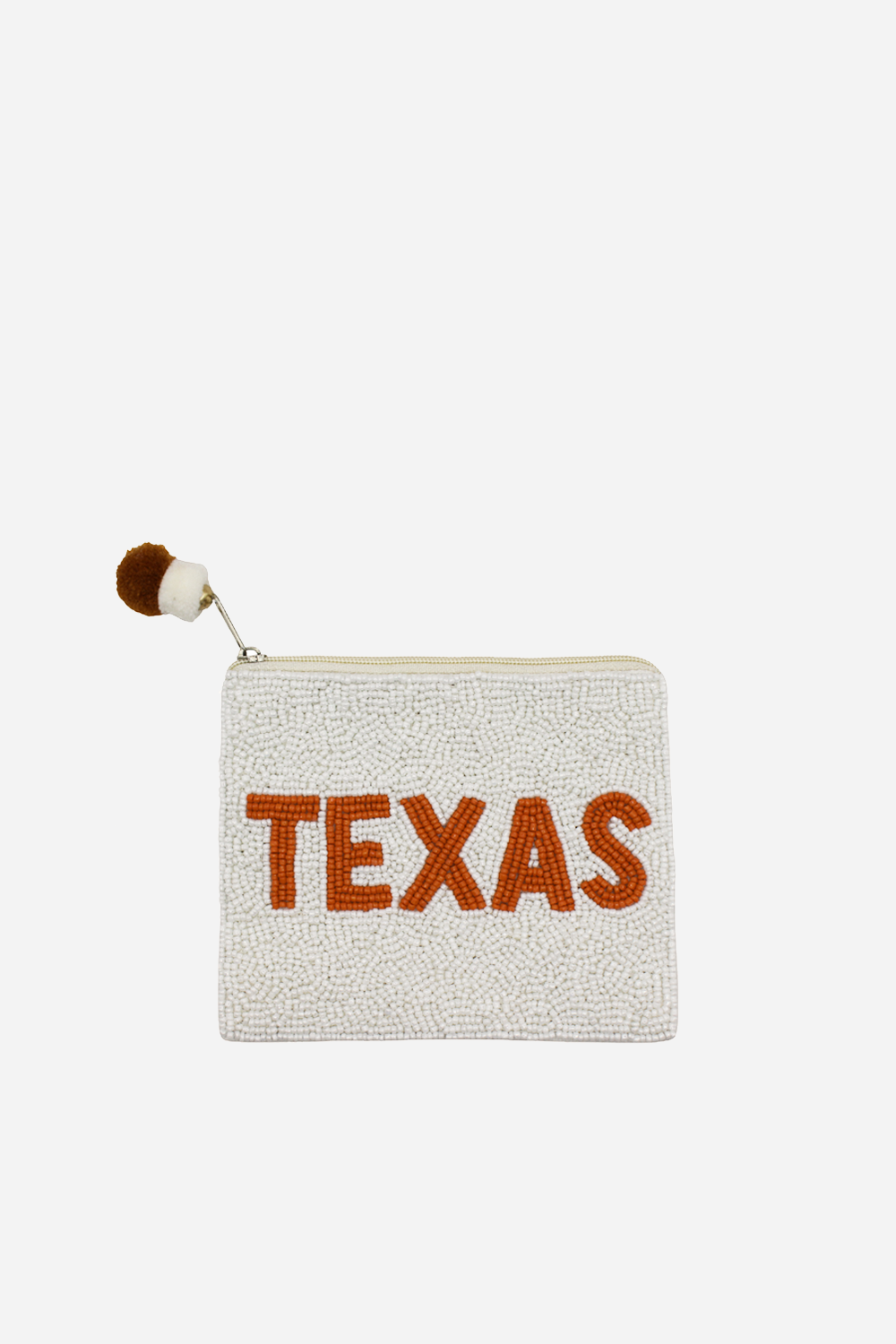 Texas Orange and White Background Beaded Coin Pouch