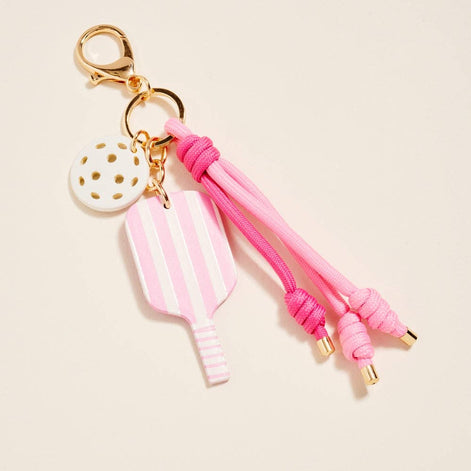 Leather Pickleball Paddle Rope Bag Charm Keychain