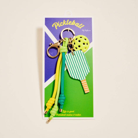 Leather Pickleball Paddle Rope Bag Charm Keychain