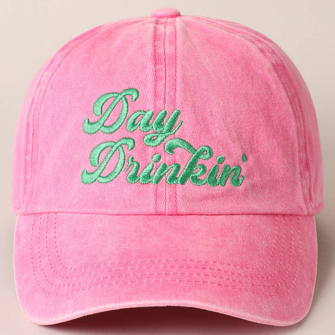 Day Drinkin' Text Embroidered Baseball Cap