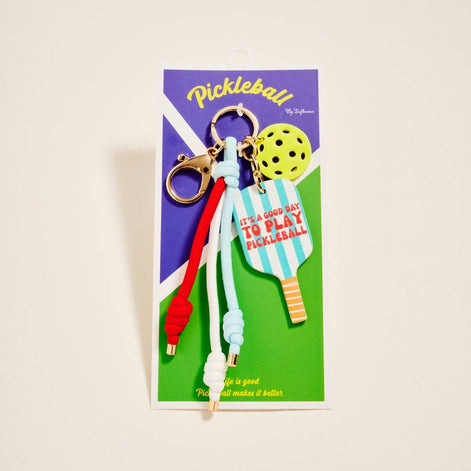 Leather Pickleball Paddle Rope Bag Charm Keychain
