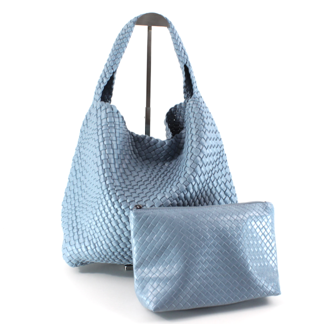 P23067 Woven Hobo Bag w/Cosmetic Pouch