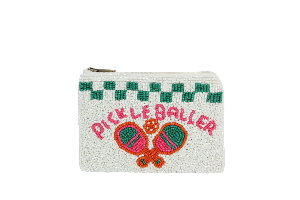 Ladies Fully Beaded  PICKLE BALLER Coin Purse