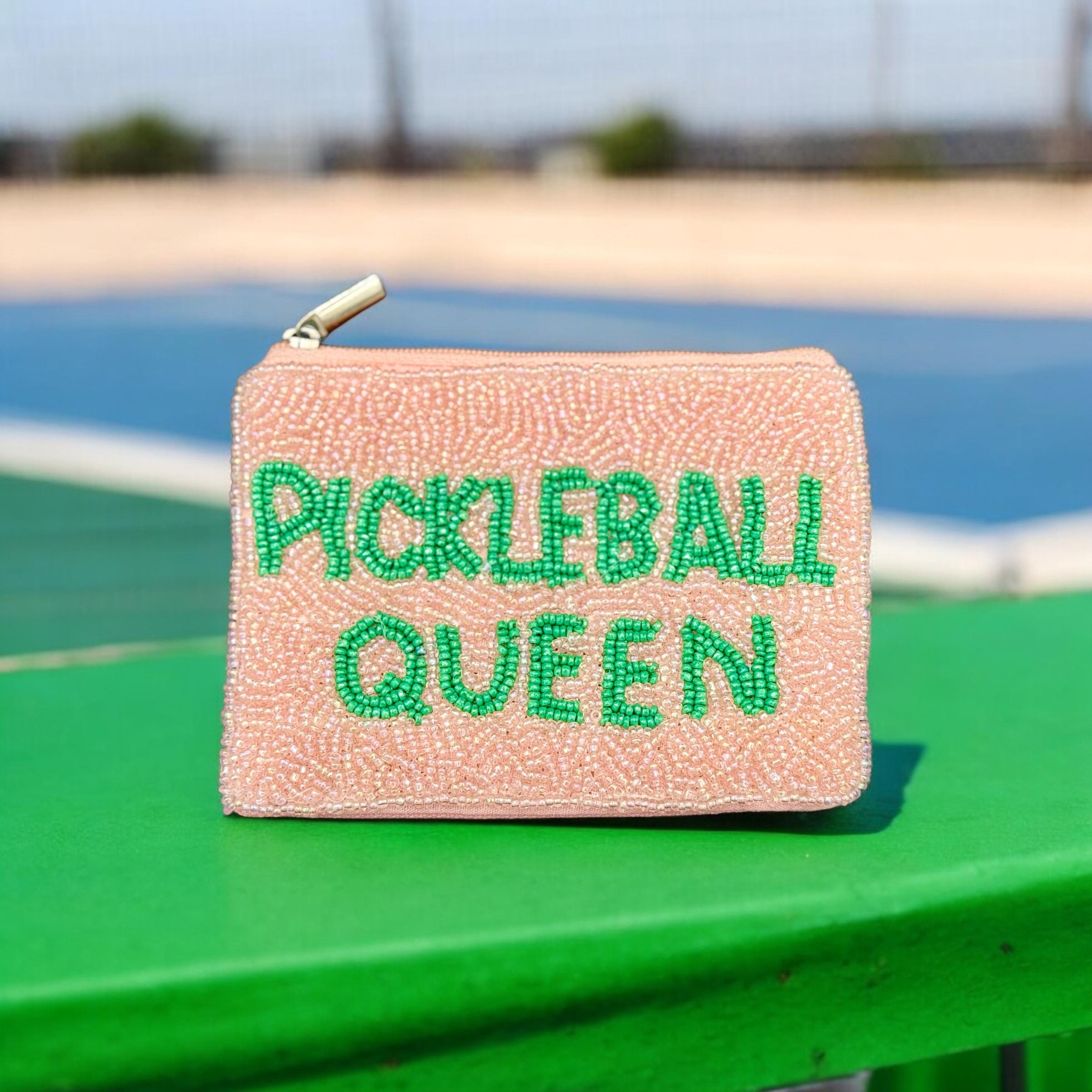 Pickleball Queen Beaded Coin Purse