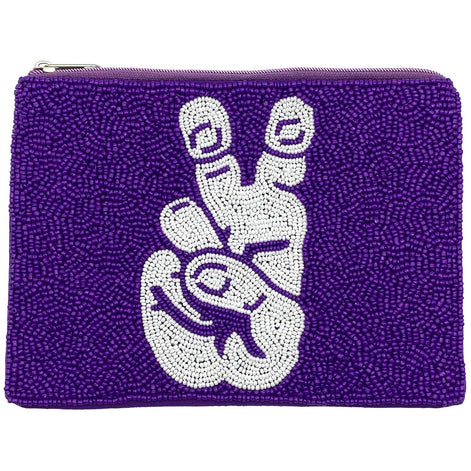 HORNED FROGS HAND BEADED POUCH