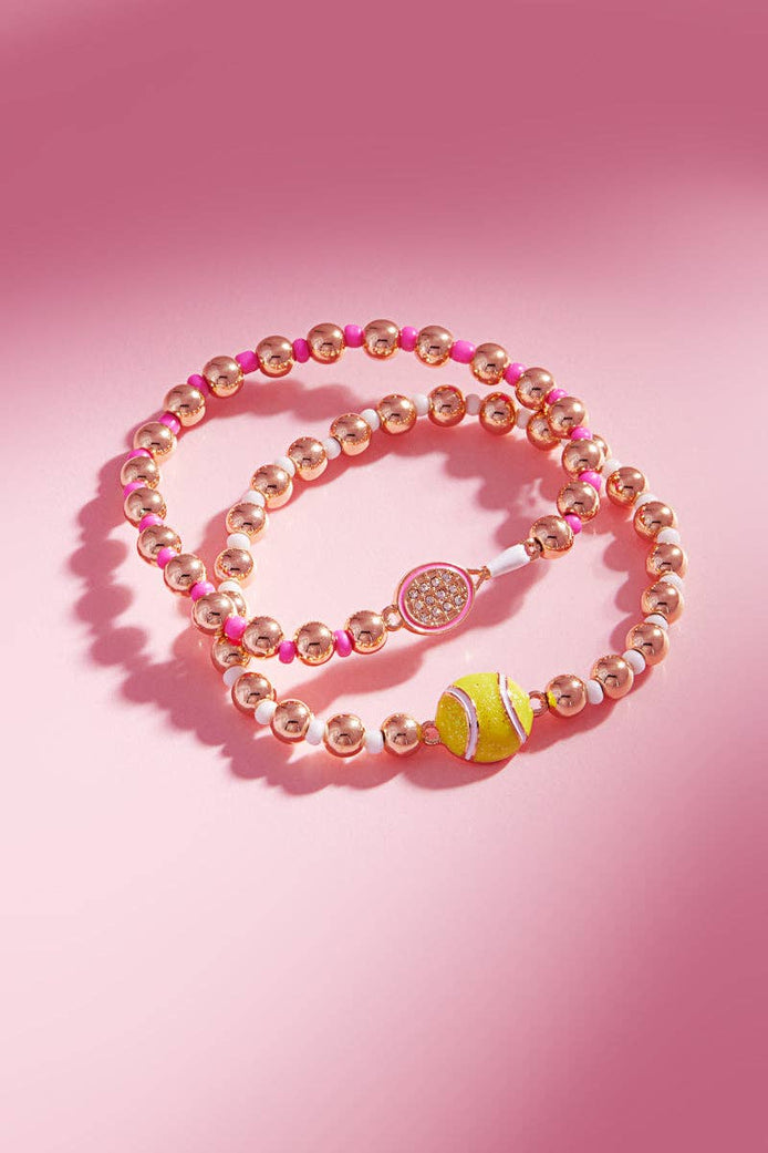 Gameday Tennis Ball Enamel 2 Set Stretch Bracelet