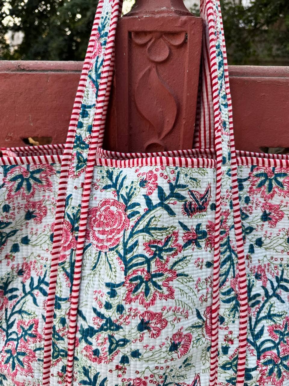 100% Cotton Floral Print Bag Women Shopping Bag Quilted Bags