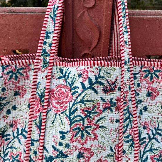 100% Cotton Floral Print Bag Women Shopping Bag Quilted Bags