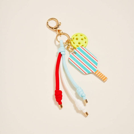 Leather Pickleball Paddle Rope Bag Charm Keychain