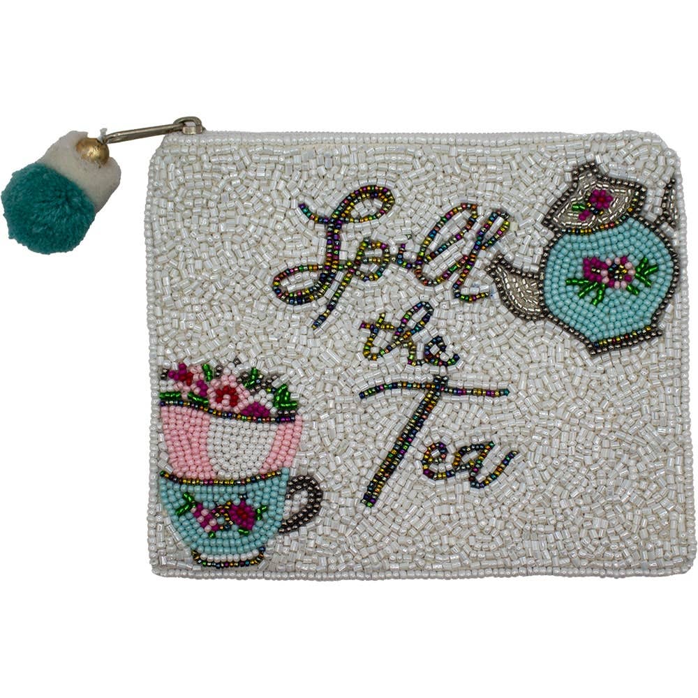 SPILL THE TEA BEADED COIN POUCH