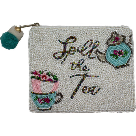 SPILL THE TEA BEADED COIN POUCH