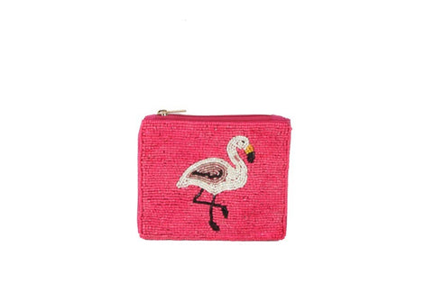 Ladies  Fuchsia FLAMINGO Fully Beaded Coin