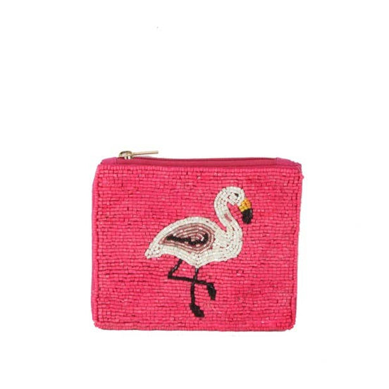 Ladies  Fuchsia FLAMINGO Fully Beaded Coin