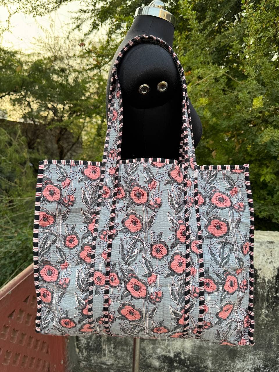 Indian Cotton Bag Shoulder Bag Floral Print Quilted Tote Bag