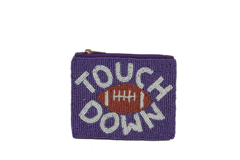Ladies Fully Beaded Purple TOUCH DOWN  Coin Purse