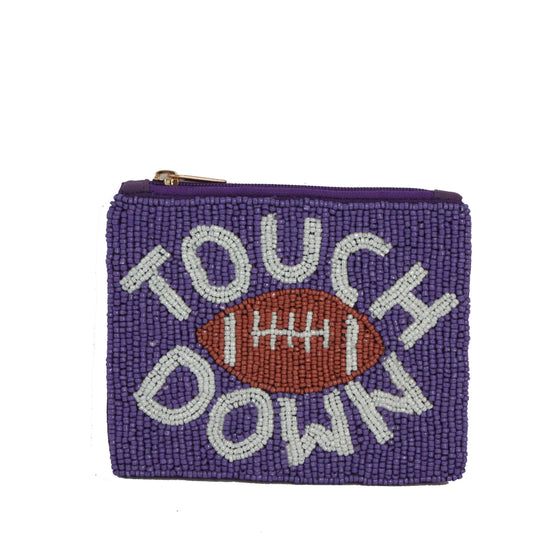 Ladies Fully Beaded Purple TOUCH DOWN  Coin Purse