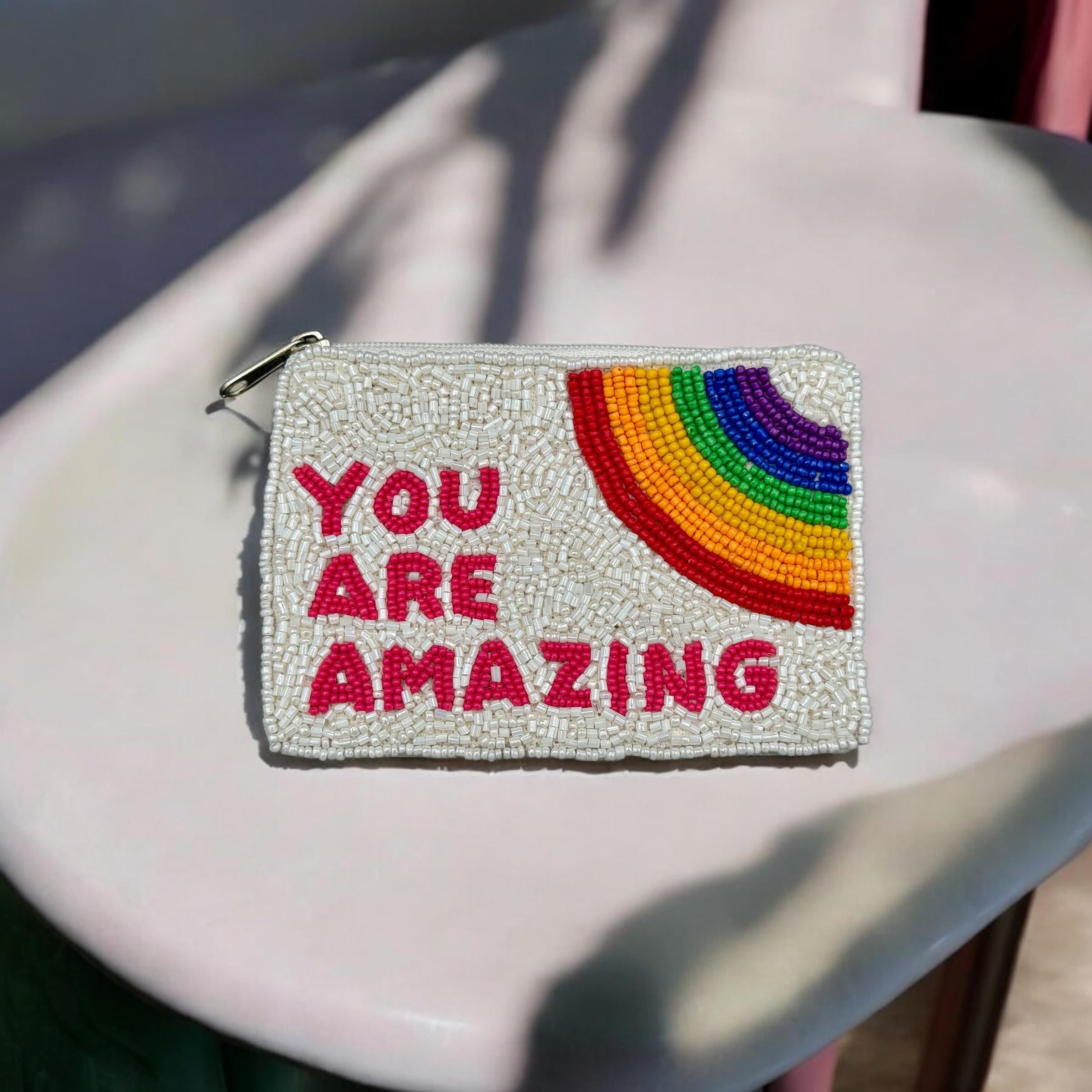 You Are Amazing Beaded Coin Purse