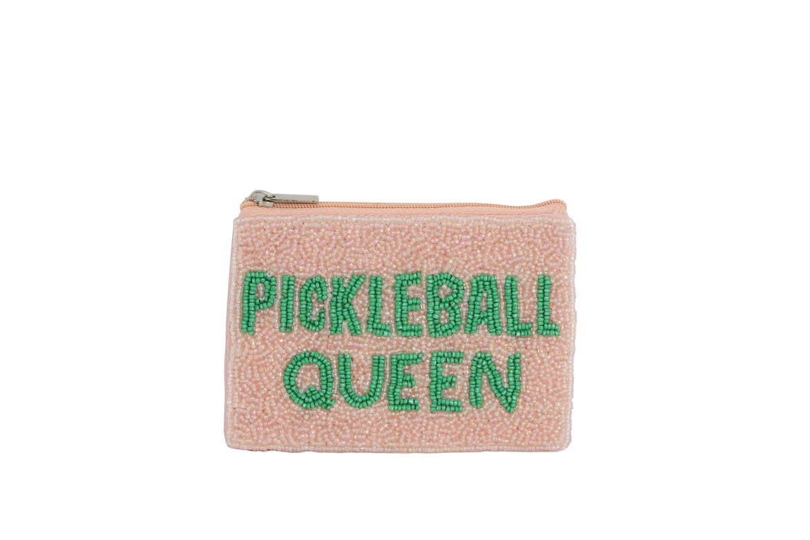 Pickleball Queen Beaded Coin Purse (One-sided)