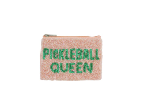 Pickleball Queen Beaded Coin Purse (One-sided)