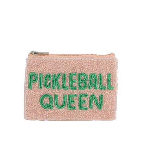Ladies Fully Beaded  PICKLE BALL QUEEN Coin Purse