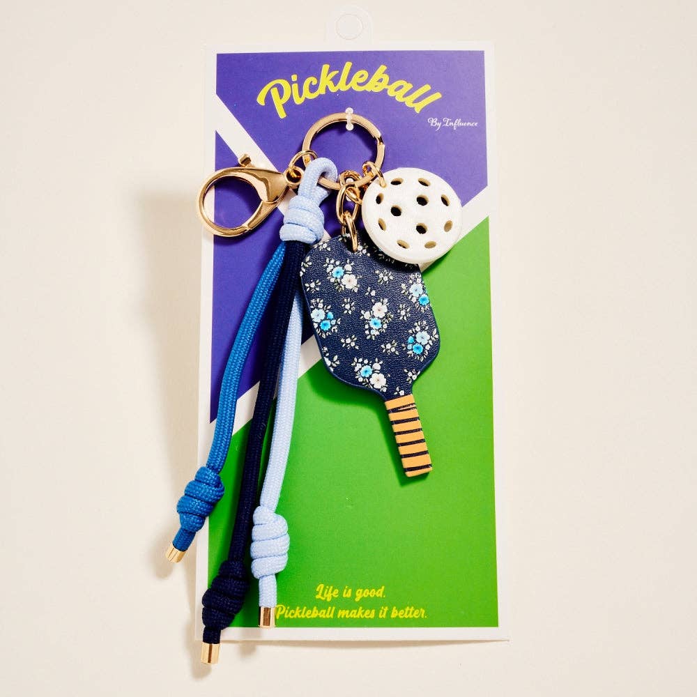 Leather Pickleball Paddle Rope Bag Charm Keychain