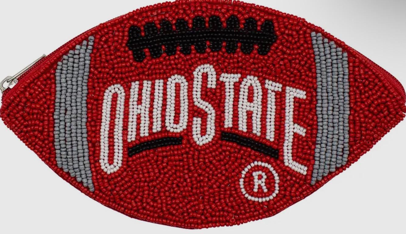 OHIO State Officially Licensed Beaded Football Coin Pouch