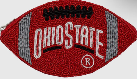 OHIO State Officially Licensed Beaded Football Coin Pouch