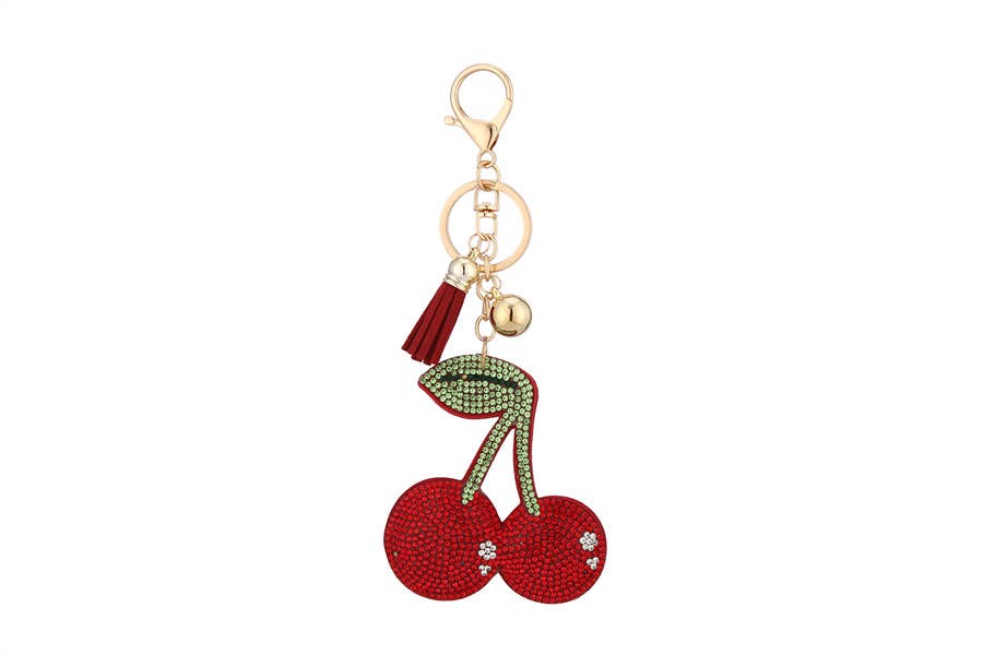 Rhinestone Cherries Keychain 