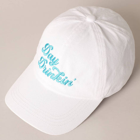 Day Drinkin' Text Embroidered Baseball Cap