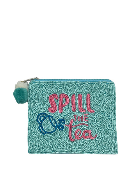 SPILL THE TEA BEADED COIN POUCH