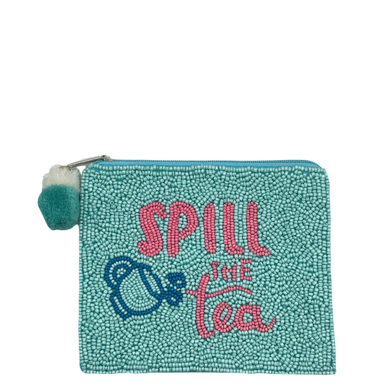 SPILL THE TEA BEADED COIN POUCH