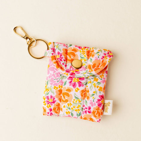 Puffy Earbud Case Keychain-Secret Garden Pink