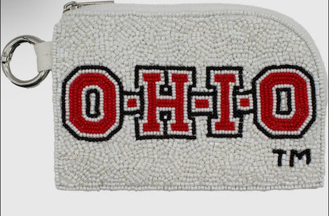 OHIO State Officially Licensed Beaded Coin Pouch Keyring