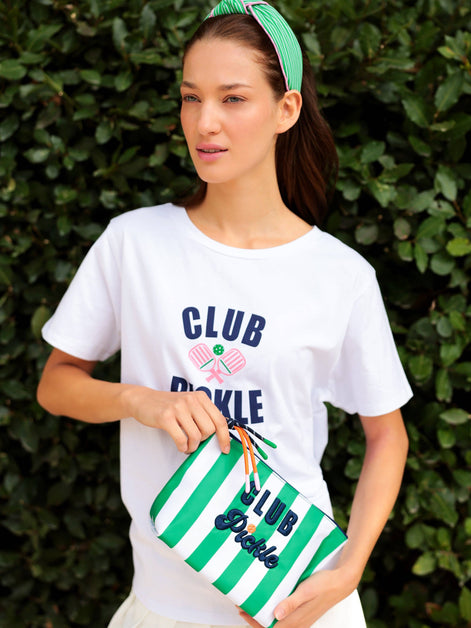 "CLUB PICKLE" LARGE ZIP POUCH, MULTI